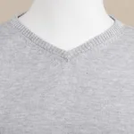 Men's v-neck sweater, 'Casual Comfort in Grey' - Men's V-Neck Cotton Blend Pullover in Pearl Grey from Peru