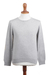 Men's crew neck sweater, 'Casual Comfort in Grey' - Men's Crew Neck Cotton Blend Pullover in Pearl Grey