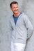 Men's cotton blend hoodie, 'Neutral Grey Adventure' - Light Grey Cotton Blend Men's Hoodie Sweater