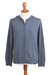 Men's cotton blend hoodie, 'Indigo Adventure' - Indigo Blue Cotton Blend Men's Hoodie Sweater (image 2a) thumbail