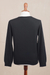 Men's cotton blend pullover, 'Warm Adventure in Black' - Men's V-Neck Cotton Blend Pullover from Peru (image 2d) thumbail