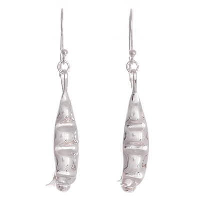 Sterling silver dangle earrings, 'Candida Flowers' - Floral-Inspired Sterling Silver Dangle Earrings from Peru