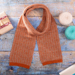 100% alpaca scarf, 'Crimson Labyrinth' - Labyrinth Pattern Crimson 100% Alpaca Wrap Scarf from Peru