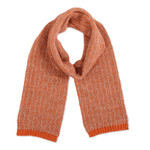 100% alpaca scarf, 'Crimson Labyrinth' - Labyrinth Pattern Crimson 100% Alpaca Wrap Scarf from Peru