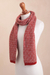 100% alpaca scarf, 'Crimson Labyrinth' - Labyrinth Pattern Crimson 100% Alpaca Wrap Scarf from Peru (image 2c) thumbail