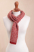 100% alpaca scarf, 'Crimson Labyrinth' - Labyrinth Pattern Crimson 100% Alpaca Wrap Scarf from Peru (image 2d) thumbail