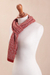 100% alpaca scarf, 'Crimson Labyrinth' - Labyrinth Pattern Crimson 100% Alpaca Wrap Scarf from Peru (image 2e) thumbail