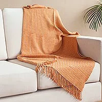 Alpaca blend throw, Cozy Combination in Marigold