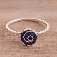 Sodalite cocktail ring, 'Swirl Chic' - Natural Sodalite Swirl Cocktail Ring from Peru
