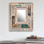 Reverse-painted glass wall mirror, 'Fantastic Floral' - Silver-Tone Reverse-Painted Glass Wall Mirror from Peru