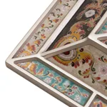 Reverse-painted glass wall mirror, 'Fantastic Floral' - Silver-Tone Reverse-Painted Glass Wall Mirror from Peru