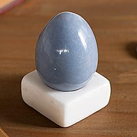 Celestite gemstone figurine, 'Cute Egg' - Egg-Shaped Celestite Gemstone Figurine from Peru