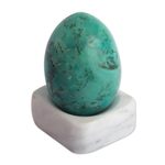 Chrysocolla gemstone figurine, 'Calming Ovus' - Egg-Shaped Chrysocolla Gemstone Figurine from Peru