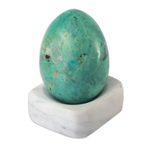 Chrysocolla gemstone figurine, 'Calming Ovus' - Egg-Shaped Chrysocolla Gemstone Figurine from Peru