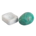 Chrysocolla gemstone figurine, 'Calming Ovus' - Egg-Shaped Chrysocolla Gemstone Figurine from Peru