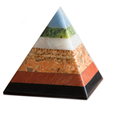 Multi-gemstone sculpture, 'Positive Vibes' - Multi-Gemstone Pyramid Figurine from Peru