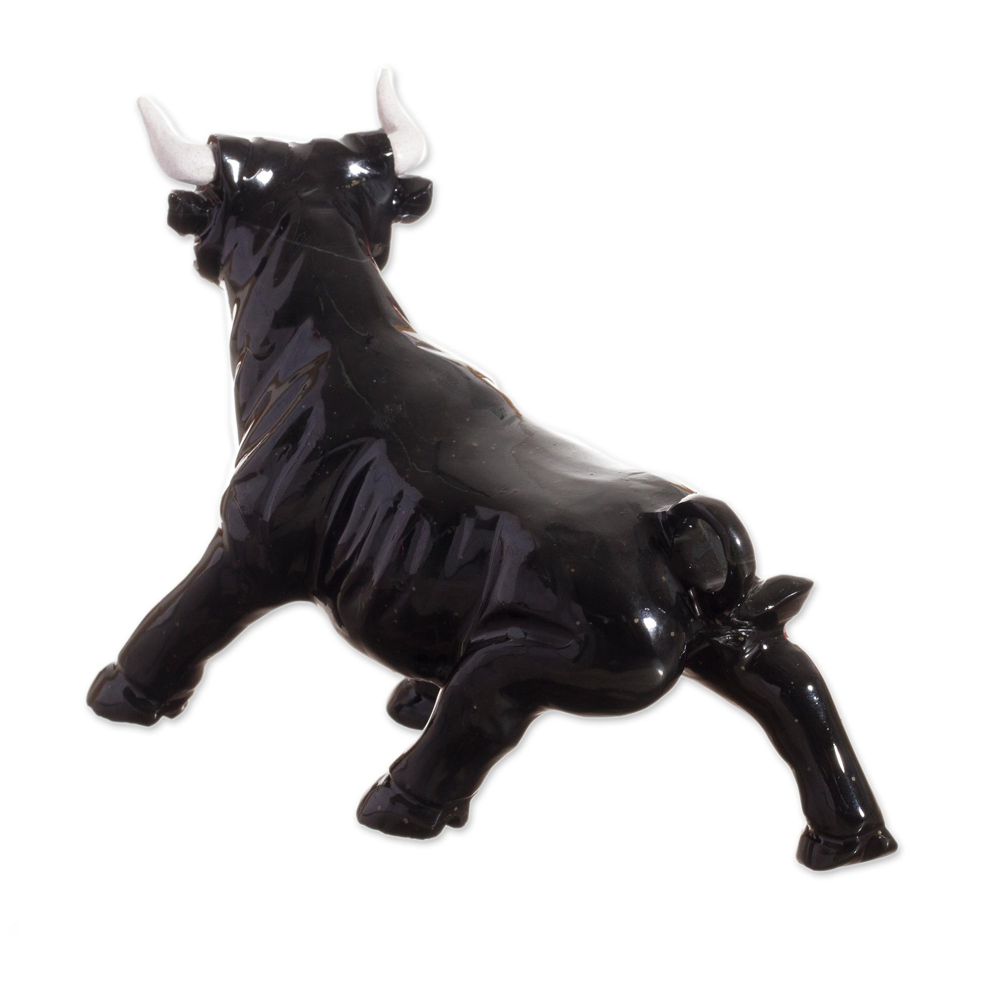 Black Onyx Bull Sculpture Crafted in Peru - Legendary Bull | NOVICA