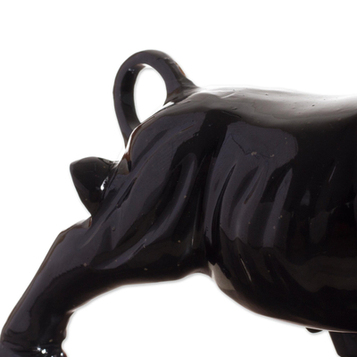 Escultura de piedras preciosas de ónix - Escultura de toro de ónix negro fabricada en Perú