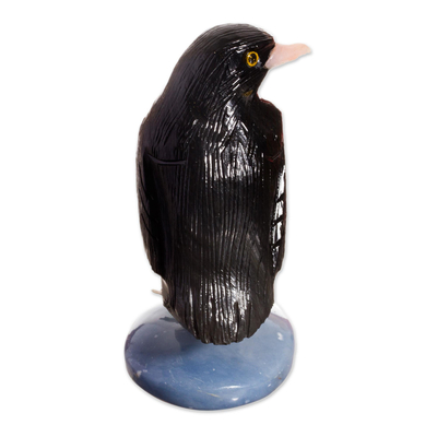 Onyx gemstone sculpture, 'The Penguin' - Black and White Onyx Gemstone Penguin Sculpture from Peru