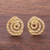 Gold plated sterling silver button earrings, 'Andean Cosmos' - Handmade Gold Plated Sterling Silver Button Earrings (image 2) thumbail