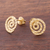 Gold plated sterling silver button earrings, 'Andean Cosmos' - Handmade Gold Plated Sterling Silver Button Earrings (image 2b) thumbail