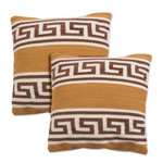 Wool cushion covers, 'Greca Dreams' (pair) - Spiral Pattern Wool Cushion Covers from Peru (Pair)