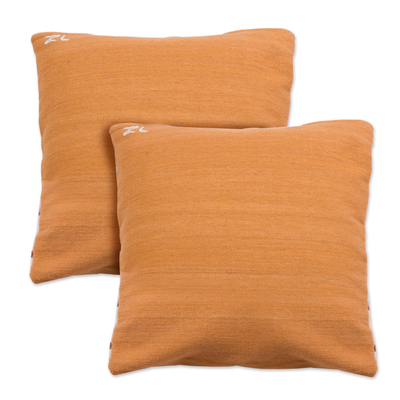 Wool cushion covers, 'Greca Dreams' (pair) - Spiral Pattern Wool Cushion Covers from Peru (Pair)