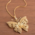 Gold plated sterling silver filigree pendant necklace, 'Majestic Flight' - Gold Plated Sterling Silver Filigree Butterfly Necklace (image 2b) thumbail