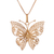 Gold plated sterling silver filigree pendant necklace, 'Majestic Flight' - Gold Plated Sterling Silver Filigree Butterfly Necklace (image 2c) thumbail