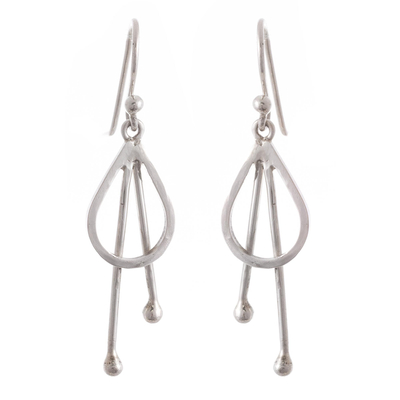 Silver dangle earrings, 'Silver Delight' - Handcrafted Modern Silver Dangle Earrings from Peru