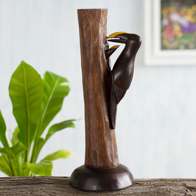 Wood sculpture, 'Mother Toucan' - Cedar Wood Mother Toucan Sculpture from Peru