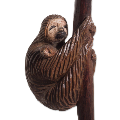 Wood sculpture, 'Mother Sloth' - Cedar Wood Mother Sloth Sculpture from Peru