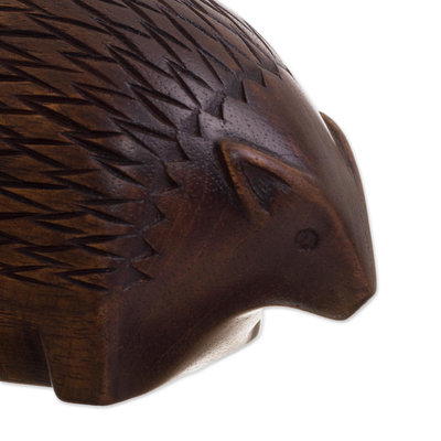 Wood figurines, 'Mother Hedgehog' (pair) - Cedar Wood Hedgehog Figurines from Peru (Pair)