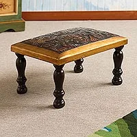 Featured review for Leather and wood ottoman, World of Birds