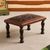 Leather and wood ottoman, 'World of Nature' - Nature-Inspired Leather and Wood Ottoman from Peru thumbail