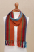 100% alpaca scarf, 'Sky Flame' - Scarlet and Multi-Color Stripe Handwoven 100% Alpaca Scarf