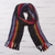 100% alpaca scarf, 'Mountain Evening' - Black with Colorful Stripes Handwoven 100% Alpaca Scarf thumbail