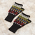 100% alpaca fingerless mitts, 'Motif Medley' - Colorful Geometric Motif 100% Alpaca Knit Fingerless Mitts (image 2b) thumbail
