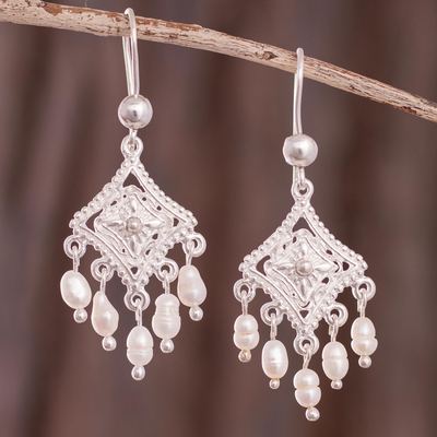 Cultured pearl chandelier earrings, Colonial Romance
