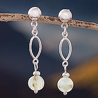 Opal dangle earrings, 'Fantastic Loops' - Natural Opal Dangle Earrings Crafted in Peru