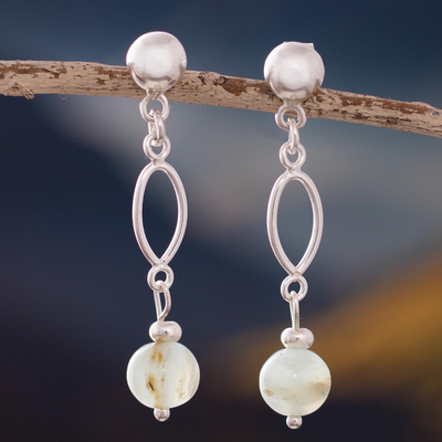 Opal dangle earrings, 'Fantastic Loops' - Natural Opal Dangle Earrings Crafted in Peru