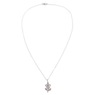 Sterling silver filigree pendant necklace, 'Colonial Margarita' - Flower with Filigree Center Sterling Silver Pendant Necklace
