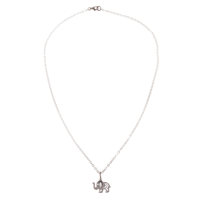 Sterling silver filigree pendant necklace, 'Fancy Elephant' - Sterling Silver Elephant with Filigree Pendant Necklace