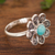 Amazonite cocktail ring, 'Aqua Daisy' - Amazonite and Sterling Silver Filigree Flower Cocktail Ring