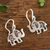 Sterling silver filigree dangle earrings, 'Fancy Elephant' - Sterling Silver Elephant with Filigree Dangle Earrings (image 2b) thumbail