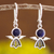 Sodalite filigree dangle earrings, 'Midnight Angel' - Sodalite and Sterling Silver Filigree Angel Dangle Earrings (image 2) thumbail