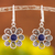 Sodalite filigree dangle earrings, 'Blue Daisy' - Sodalite and Sterling Silver Filigree Flower Dangle Earrings (image 2) thumbail