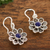 Sodalite filigree dangle earrings, 'Blue Daisy' - Sodalite and Sterling Silver Filigree Flower Dangle Earrings (image 2b) thumbail
