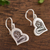 Sterling silver filigree dangle earrings, 'Fancy Hearts' - Heart Motif with Filigree Sterling Silver Dangle Earrings (image 2b) thumbail