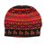 Alpaca blend knit hat, 'Alpaca Sunset' - Black Red and Orange Diamond Motif Alpaca Blend Knit Hat (image 2a) thumbail